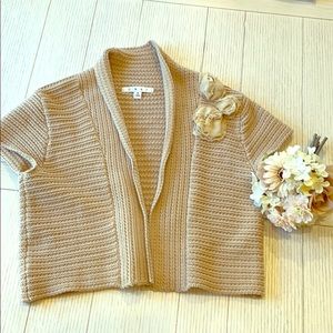 CAbi crop floral bolero shrug open front sweater